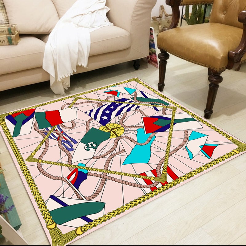 European Style Square Living Room Rug - Full-coverage Sofa Blanket, Washable and Customizable