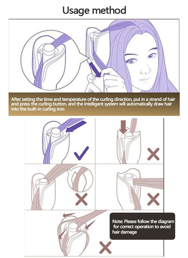 Yolu - Professional Hair Curling Iron, Auto Rotating Hair Curler Styling Tool With Temperature Display and Timer - Image 1
