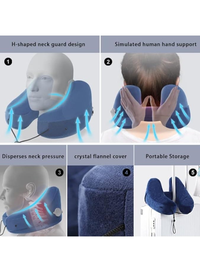 general Portable Comfortable Travel Neck Pillow, Inflatable U-Shaped Pillow for Portable Storage, Suitable for Long Outdoor Trips by Car or Airplane, with Neck Hood - Image 2