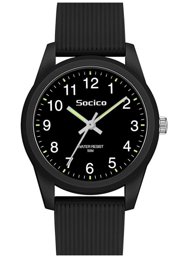 SOCICO Kids Analog Watch for Boys Girls, Easy to Read Learning Time Watch, 50M Waterproof, Soft Band Wristwatch for Ages 4-12, Great Gift for Children, Black, Minimalist - Image 1
