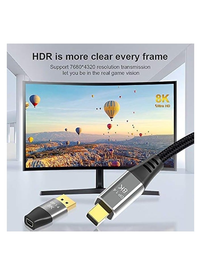 erorex Mini DP Female to DisplayPort Male 8K Extension 5cm Converter 8K(7680x4320)@60Hz 4K@144Hz DisplayPort 1.4 Bi-Directional Transmission DisplayPort to Mini DisplayPort 8K Cable - Image 2