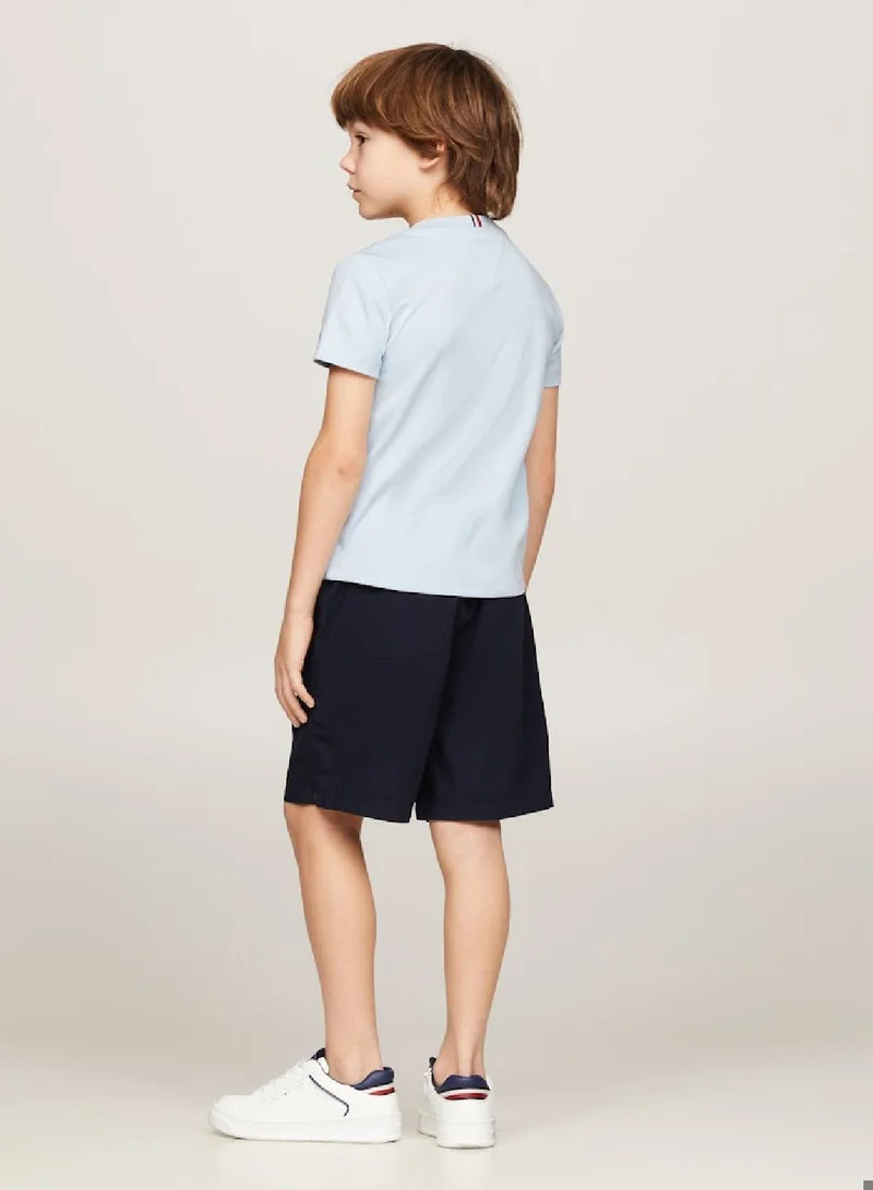 TOMMY HILFIGER Boys' Debossed Monotype T-shirt - Cotton, Blue