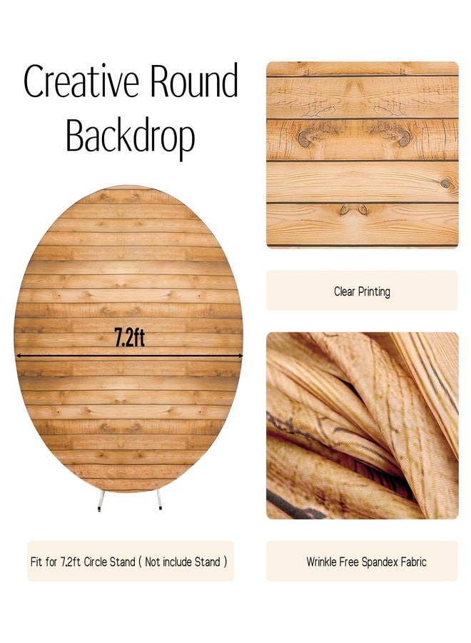 Htper 7.2FT Wood Grain Round Arch Backdrop Cover for 7/7.2ft Circle Stand, Wrinkle Free Circle Arch Background Cover, Vintage Wood Texture Wall Round Backdrop for Wedding Photography Birthday Baby Shower - Image 2