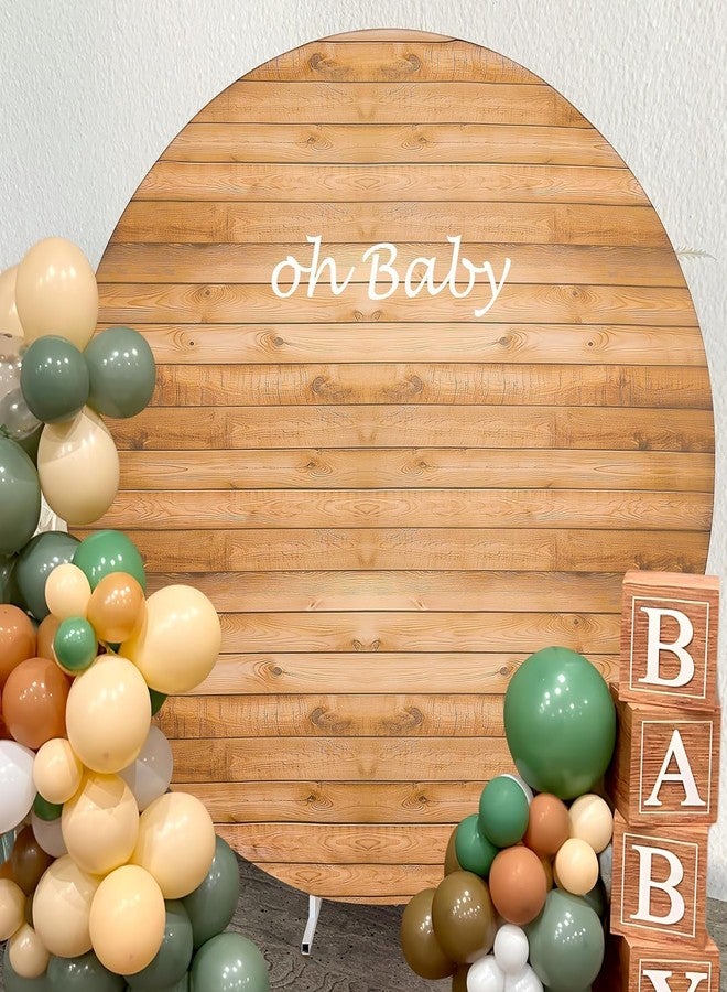 Htper 7.2FT Wood Grain Round Arch Backdrop Cover for 7/7.2ft Circle Stand, Wrinkle Free Circle Arch Background Cover, Vintage Wood Texture Wall Round Backdrop for Wedding Photography Birthday Baby Shower - Image 5
