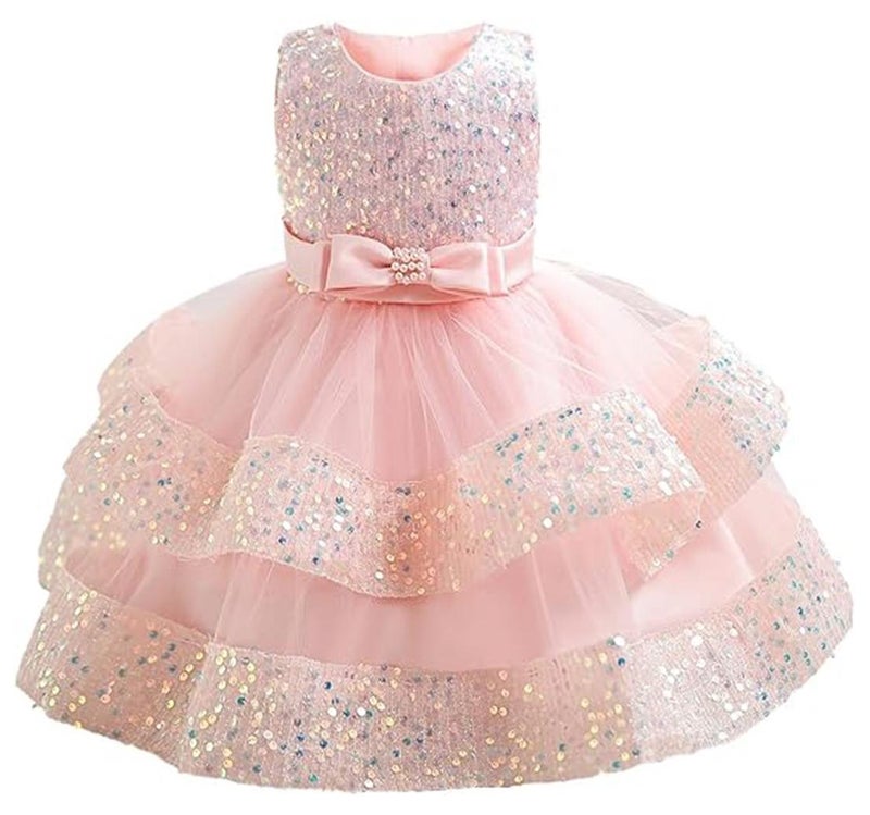 نيوفانتي فستان حفلة زفاف طفلة رضيعة، فستان زفاف طفلة صغيرة فستان زفاف زهرة عيد ميلاد طفلة صغيرة فستان حفلة عيد ميلاد طفلة صغيرة 4 سنوات - 5 سنوات （وردي） - Image 1