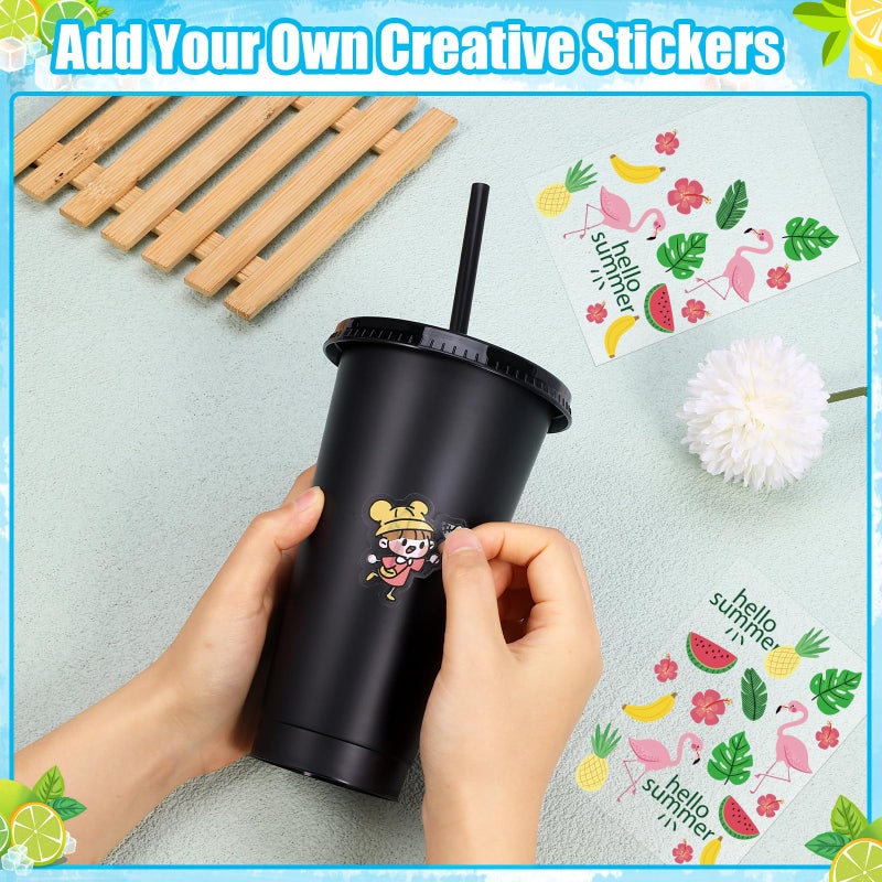 LEIFEOSH 24 Pack Plastic Tumblers with Lids and Straw, Reusable Cups with Lids and Straws Colorful Cups for Cold Drink Iced Coffee, Plastic Tumbler Bulk for Party Birthday Gifts (24 oz, Stylish Colors-Black) - Image 4
