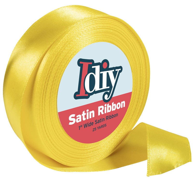 Satin Ribbon 1 25 Yards No Wire DIY Arts Crafts Gift Wrapping Baskets Wedding Decor Sewing Projects Party Decorative Embellishment Hair Bows Floral Baby Showers Yellow