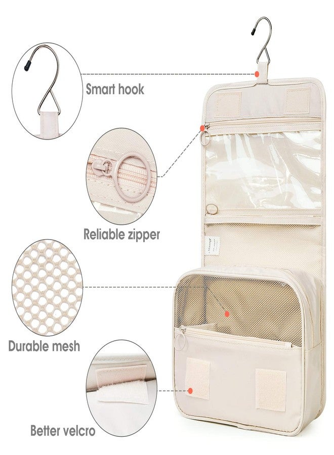 Narwey Small Hanging Travel Toiletry Bag for Women, Travel Bag for Toiletries, Makeup Bag Organizer Make Up Bags Cosmetic Bags for Girls (Beige) - Image 5