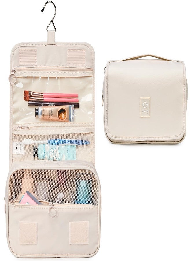 Narwey Small Hanging Travel Toiletry Bag for Women, Travel Bag for Toiletries, Makeup Bag Organizer Make Up Bags Cosmetic Bags for Girls (Beige) - Image 3
