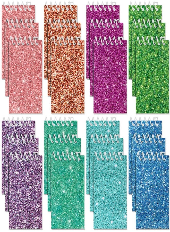 جلينمال مجموعة جلينمال من 24 دفتر ملاحظات صغير حلزوني بريزم، مقاس 3.9 × 2.4 بوصة، دفتر جيب لامع بألوان متنوعة، دفتر ملاحظات صغير حلزوني ذو غلاف علوي، دفتر مذكرات حلزوني مناسب لحقائب هدايا الحفلات، 20 صفحة لكل دفتر - Image 1