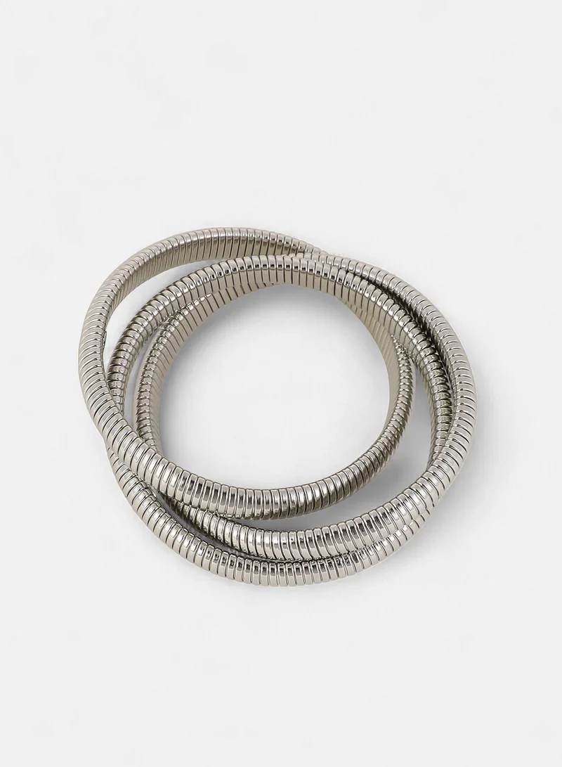 SOHI  Women's Snake-Ribbed Metallic Cuff Bracelet  | Best Price UAE