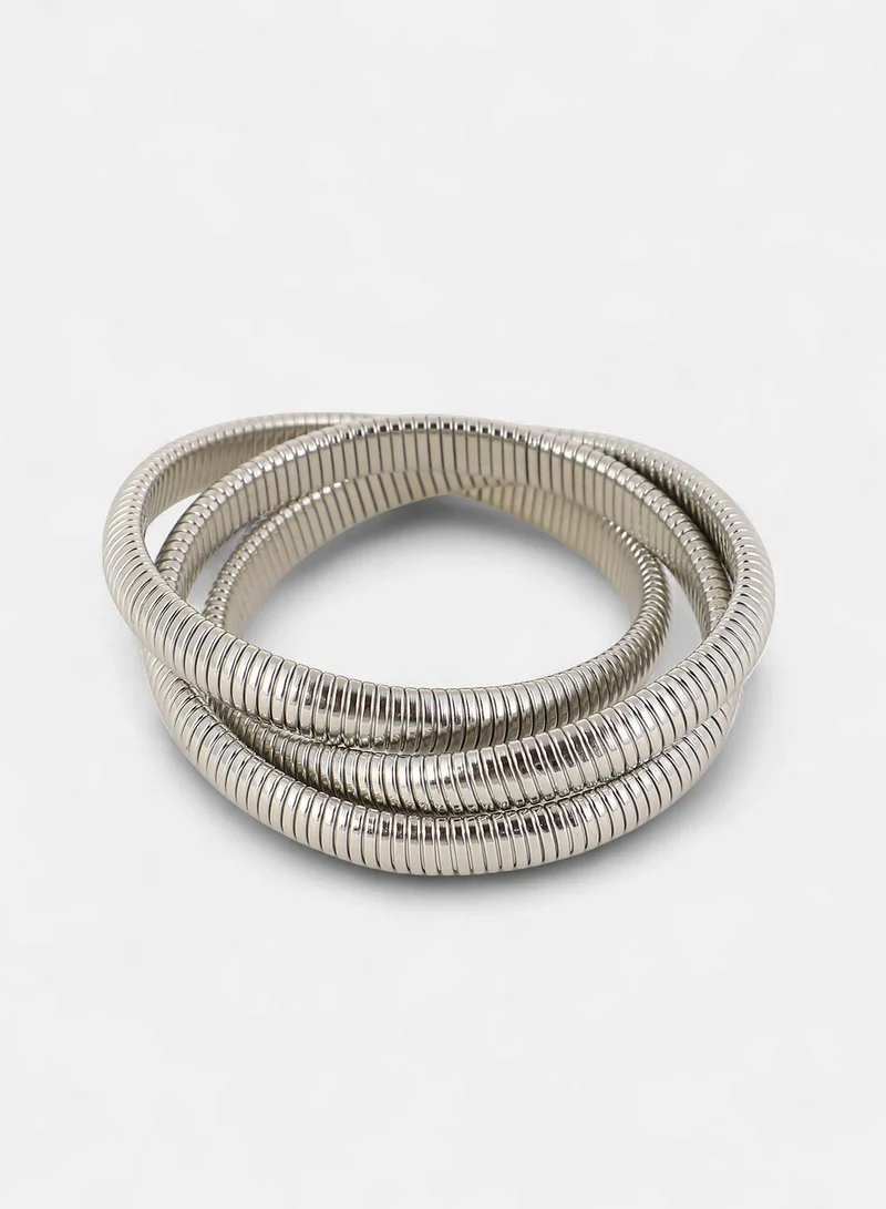 SOHI  Women's Snake-Ribbed Metallic Cuff Bracelet  | Best Price UAE