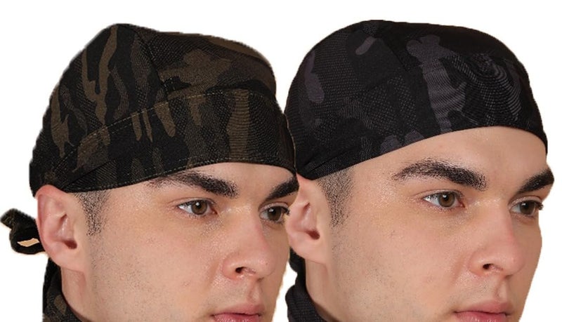 BISMAADH Unisex Spandex Patka Skull Cap Bandana/Fashionable Helmet Liner/Head Cap-Hard Hat Liner Sweat Cap - Cycling Cap - Pirate Bandana Army Print - Image 1