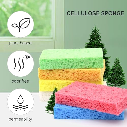 ARCLIBER Cellulose Sponges,Heavy Duty Scrub Kitchen Sponge,Clean Tough Messes Without Scratching Sponges Kitchen,Pop Up Eco Sponges DIY Orange (6 Pack) - Image 5