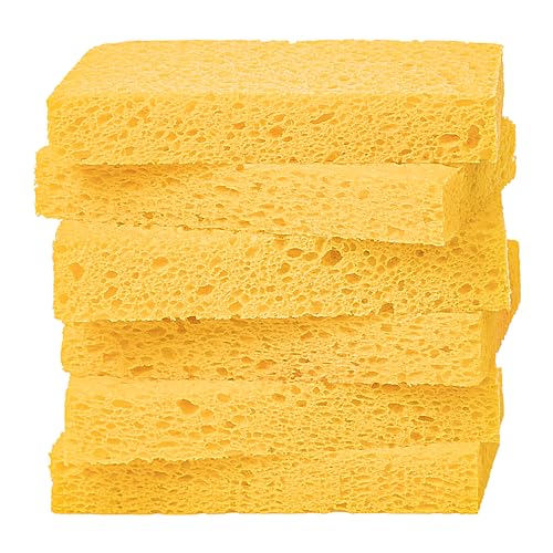 ARCLIBER Cellulose Sponges,Heavy Duty Scrub Kitchen Sponge,Clean Tough Messes Without Scratching Sponges Kitchen,Pop Up Eco Sponges DIY Orange (6 Pack) - Image 1