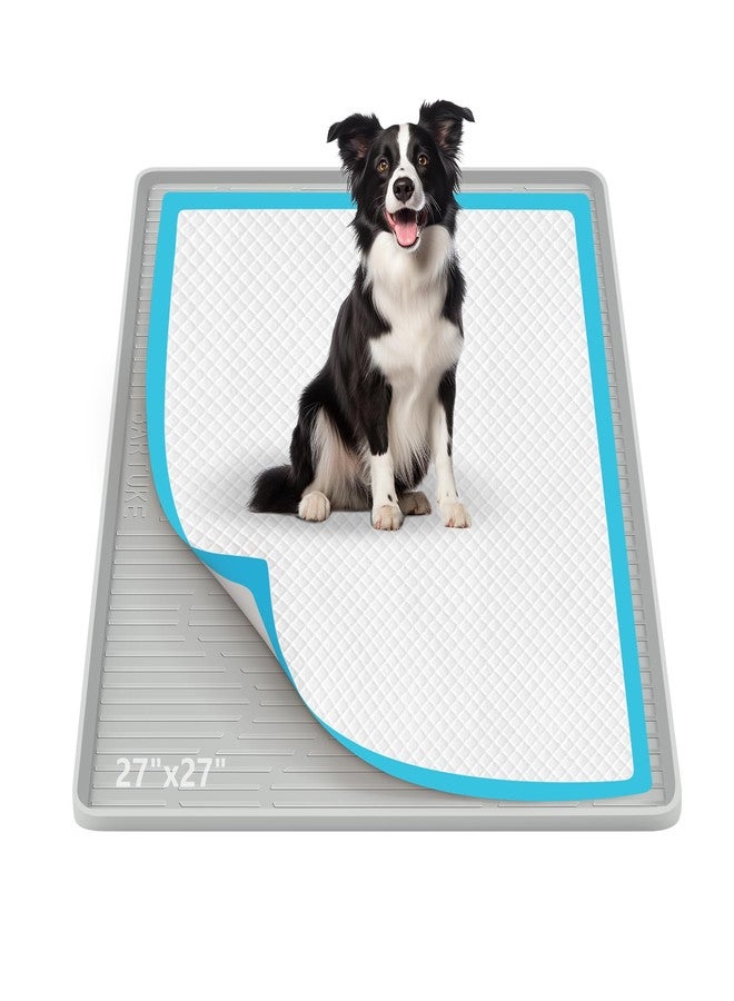 Bartuke Pee Pad Holder for Dogs, 27" x 27" Silicone Pee Tray Mat High Edge, Leak-Proof, No Spill Pet Pad Holder for Puppy, Cat, Rabbit, Training Pads for Floor Protection, No Pee Pads - Image 1
