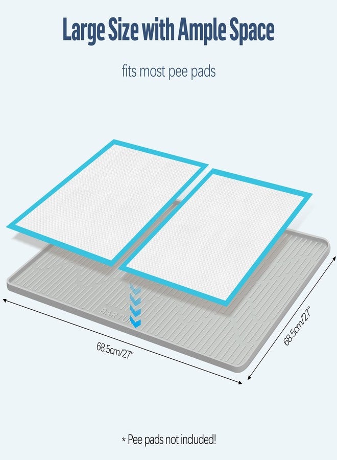 Bartuke Pee Pad Holder for Dogs, 27" x 27" Silicone Pee Tray Mat High Edge, Leak-Proof, No Spill Pet Pad Holder for Puppy, Cat, Rabbit, Training Pads for Floor Protection, No Pee Pads - Image 2