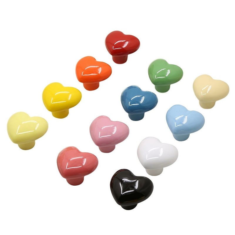 Green Ceramic Heart Drawer Pulls 6 Pack With Screws For Wardrobes Cabinets - Image 5