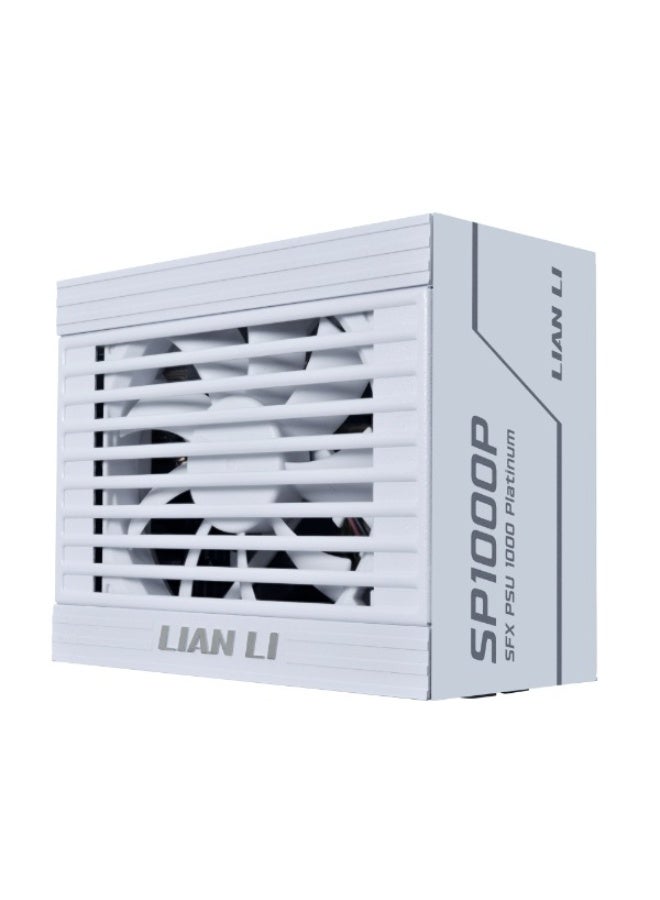ليان لي مزود طاقة SP Platinum بقوة 1000 واط بتقنية SFX، حاصل على شهادة 80 PLUS Platinum، قابل للفصل بالكامل، متوافق مع ATX 3.1 و PCIe 5.1، مكثفات يابانية 100%، مروحة ذكية 92 مم بتقنية FDB، تصميم SFX صغير الحجم، حامل SFX-to-ATX، أبيض | SP1000P - Image 1