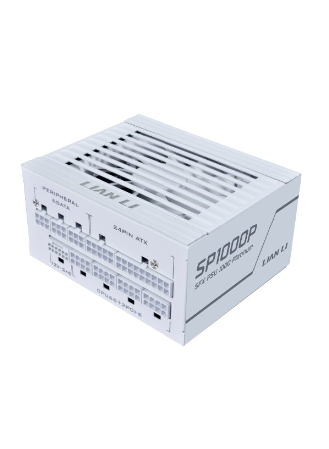 ليان لي مزود طاقة SP Platinum بقوة 1000 واط بتقنية SFX، حاصل على شهادة 80 PLUS Platinum، قابل للفصل بالكامل، متوافق مع ATX 3.1 و PCIe 5.1، مكثفات يابانية 100%، مروحة ذكية 92 مم بتقنية FDB، تصميم SFX صغير الحجم، حامل SFX-to-ATX، أبيض | SP1000P - Image 2