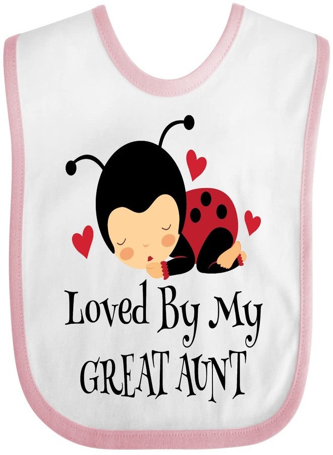 inktastic Loved By My Great Aunt Baby Bib White and Pink 20ecf - Image 1