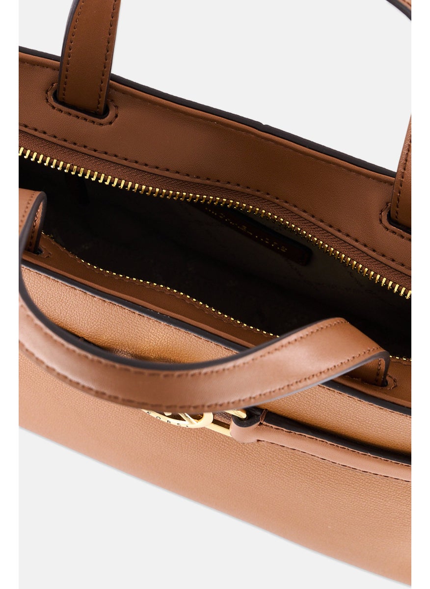Michael Kors Women Brand Logo Satchel Bag 22 H x 10,5 W x 31 L cm, Tan  - Image 4
