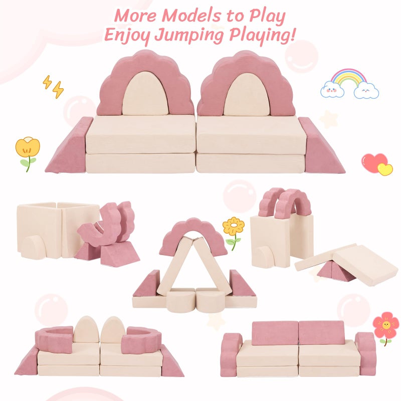 LOAOL Kids Couch 10PCS, Modular Kids Play Couch, Multifunctional Foam Toddler Sofa, Imaginative Convertible Play Sofa for Playroom(Medium Size) - Image 3