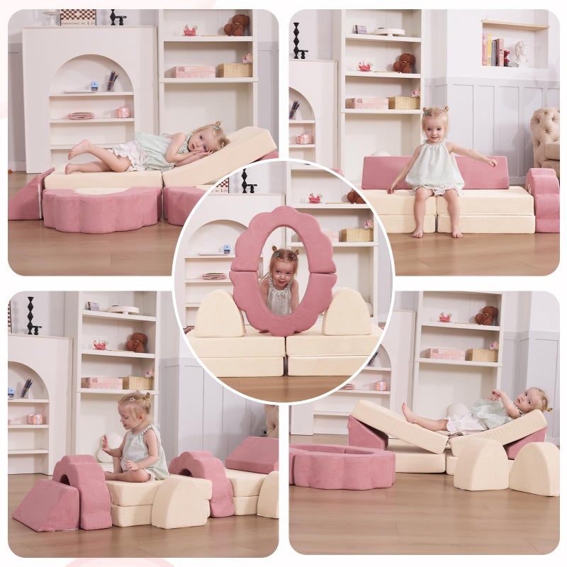 LOAOL Kids Couch 10PCS, Modular Kids Play Couch, Multifunctional Foam Toddler Sofa, Imaginative Convertible Play Sofa for Playroom(Medium Size) - Image 5