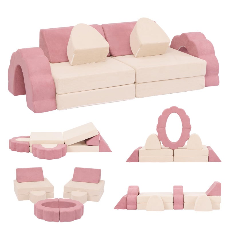 LOAOL Kids Couch 10PCS, Modular Kids Play Couch, Multifunctional Foam Toddler Sofa, Imaginative Convertible Play Sofa for Playroom(Medium Size) - Image 1