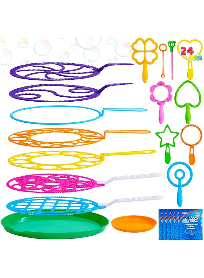 جوين مجموعة كبيرة من أعواد الفقاعات للأطفال في الصيف، هدايا الحفلات الخارجية، 18 قطعة، صانعة فقاعات عملاقة مع صينية مقاس 12 بوصة، 6 قطع، مناسبة لجميع الأعمار - Image 1