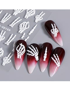 Generic 3pcs，5D Embossed Skull Hand Nail Art Stickers - Self-Adhesive, Sparkle Finish, Diy Manicure Decals For Festive Nail Designs Nail Stickers For Nail Art Nail Decorations  - Image 2