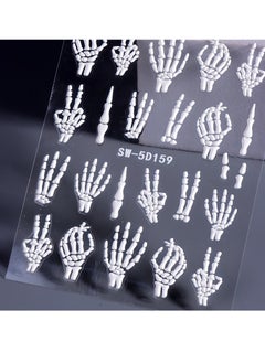Generic 3pcs，5D Embossed Skull Hand Nail Art Stickers - Self-Adhesive, Sparkle Finish, Diy Manicure Decals For Festive Nail Designs Nail Stickers For Nail Art Nail Decorations  - Image 3