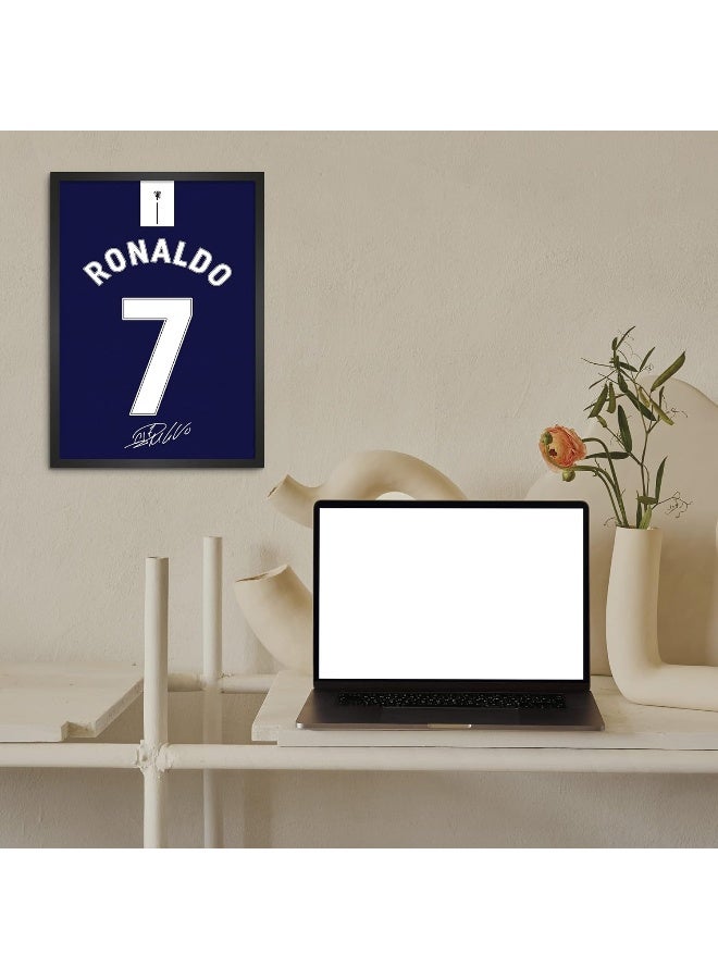 LAMRON Ronaldo Blue Jersey Wall Decoration Art Framed Poster, 8 Inch x 12 Inch, Matt Laminated Poster with 0.5 Inch Black Wooden Frame - Image 2