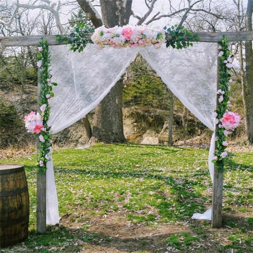 Fowecelt White Lace Tablecloth 60 × 120 Inch for Rustic Boho Wedding Bridal Shower Party Decoration, Classy Rectangle Overlay Long Vintage Embroidered Reception Table Cloth Decor - Image 4