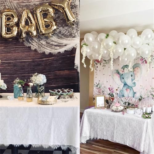 Fowecelt White Lace Tablecloth 60 × 120 Inch for Rustic Boho Wedding Bridal Shower Party Decoration, Classy Rectangle Overlay Long Vintage Embroidered Reception Table Cloth Decor - Image 5