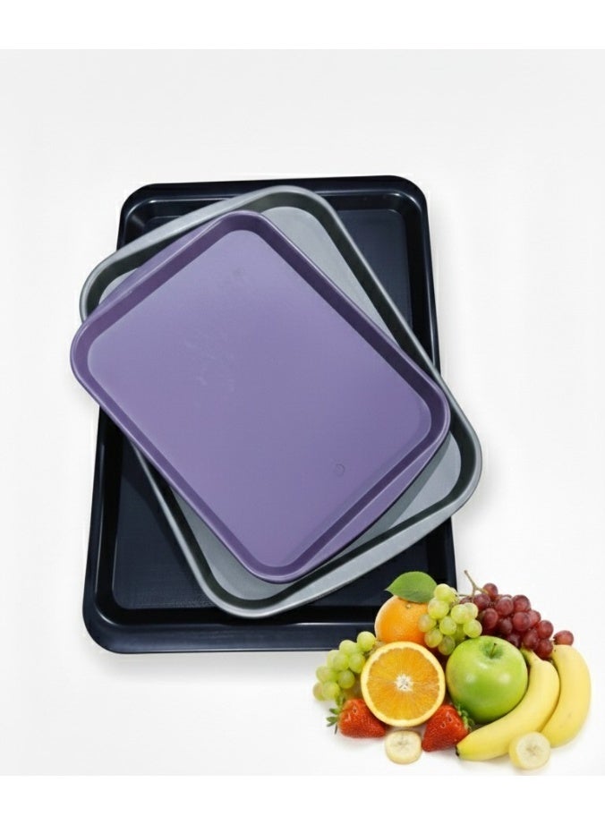 favilla 3-Piece Serving Tray Set - Various Sizes - For easy serving of food and drinks. Stain and scratch resistant, easy to clean, lightweight, suitable for everyday indoor and outdoor use. Ergonomic design for carrying and use with trolleys. Color selection is random. - Image 5