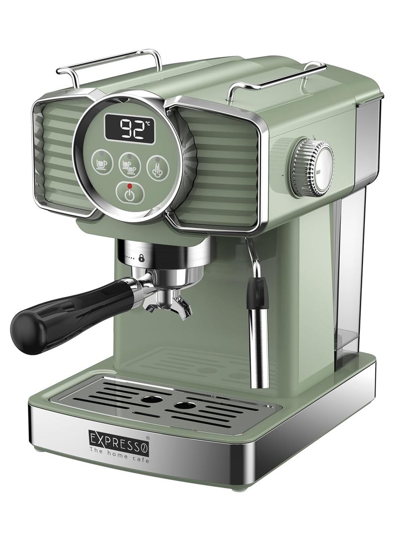Expresso - EXPRESSO Art Espresso Coffee Machine EM3203A - 20 Bar, Digital Display, Steam Wand, 1.8L Water Tank, German Quality, 220-240V, Home Café (Green) - Image 1