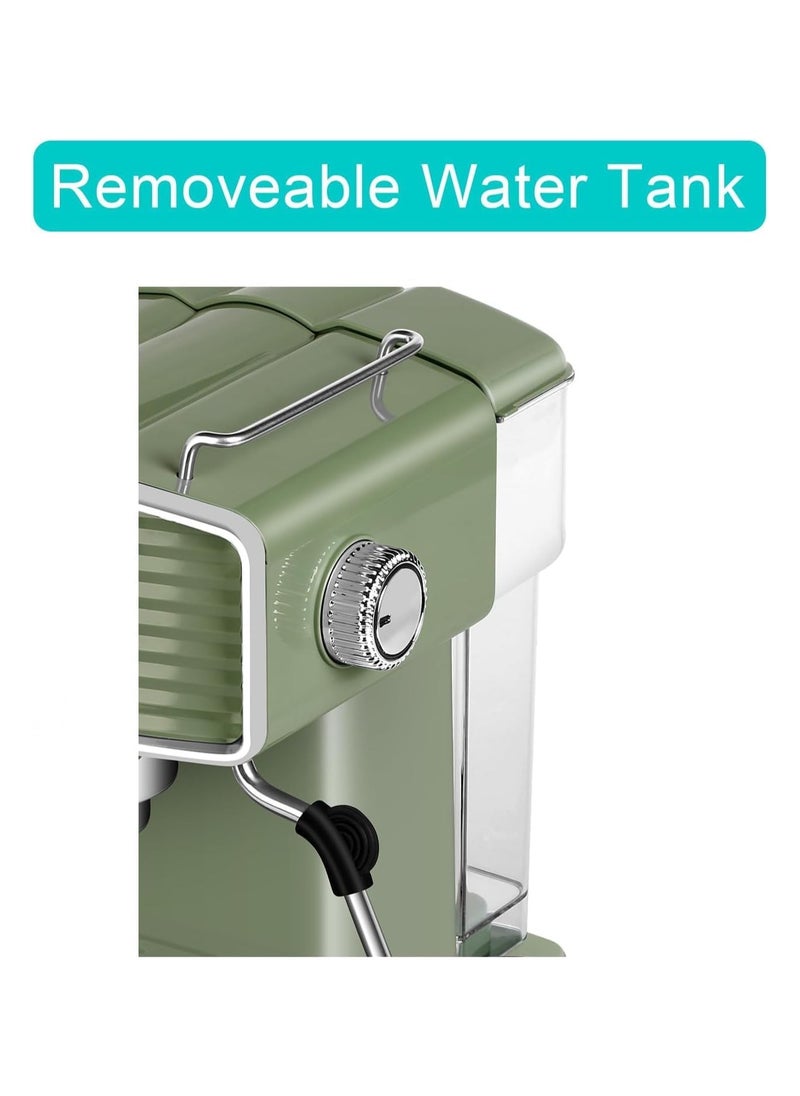 Expresso - EXPRESSO Art Espresso Coffee Machine EM3203A - 20 Bar, Digital Display, Steam Wand, 1.8L Water Tank, German Quality, 220-240V, Home Café (Green) - Image 1