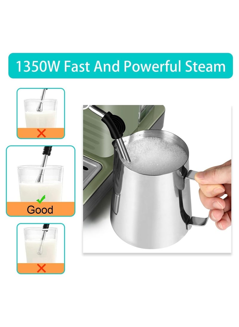 Expresso - EXPRESSO Art Espresso Coffee Machine EM3203A - 20 Bar, Digital Display, Steam Wand, 1.8L Water Tank, German Quality, 220-240V, Home Café (Green) - Image 1