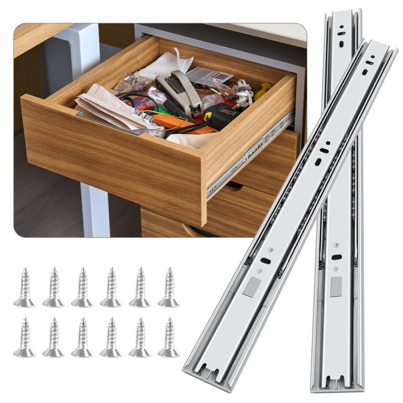 FCOUMY 12 Inch Soft Close Drawer Slides 6 Pairs Ball Bearing Full Extension Cabinet Drawer Slides 3 Fold, Side Mount, 100 Lb Capacity Heavy Duty Drawer Slide 12"" - Image 1