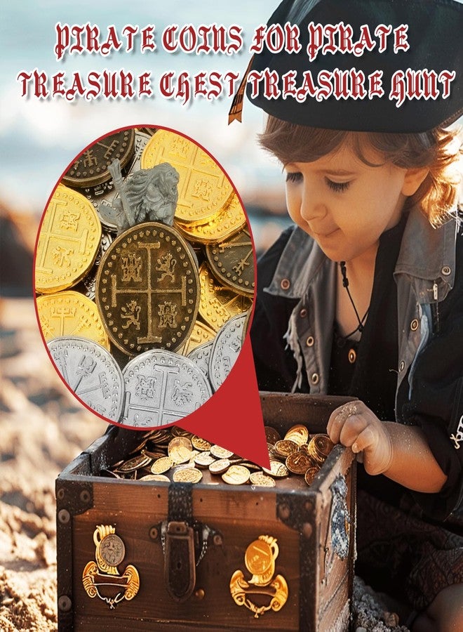 Byhoo 100 Pcs Metal Pirate Token Coins Set, Realistic Treasure Spanish Coins for Pirate Treasure Chest Treasure Hunt Cosplay Toy Board Game - Image 4