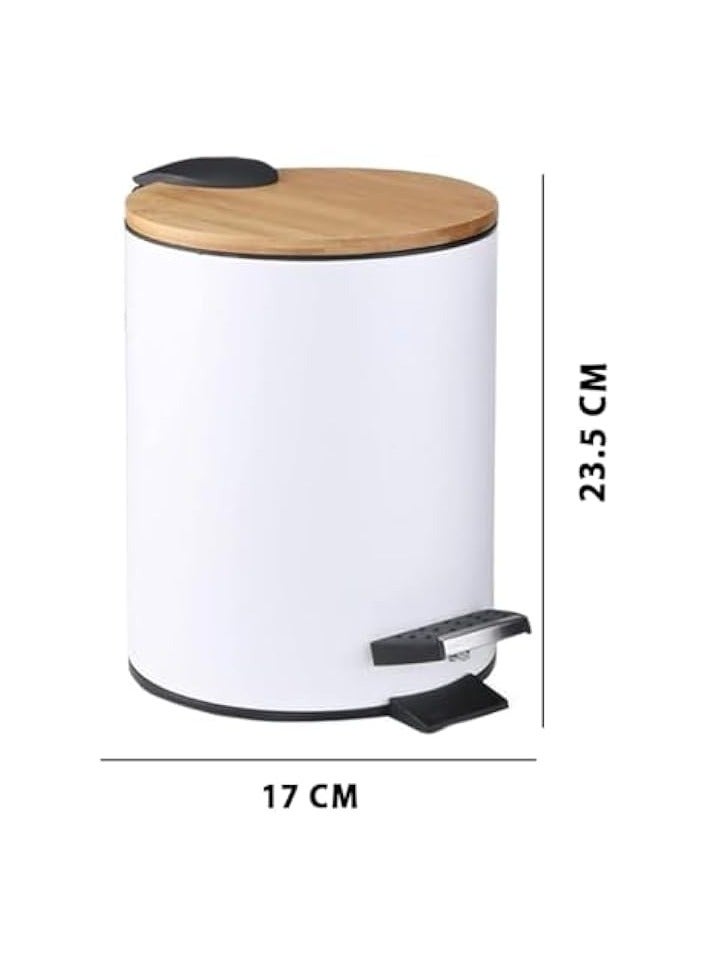 بروماس سلة مهملات الحمام مع غطاء - سلة مهملات صغيرة مع غطاء، سلة مهملات حمام صغيرة، سلة مهملات حمام مع غطاء، سلة مهملات 3 لتر للحمام مع سلة دواسة مع دلو داخلي قابل للإزالة بلمسة نهائية غير لامعة - Image 2