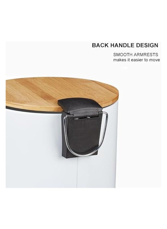 بروماس سلة مهملات الحمام مع غطاء - سلة مهملات صغيرة مع غطاء، سلة مهملات حمام صغيرة، سلة مهملات حمام مع غطاء، سلة مهملات 3 لتر للحمام مع سلة دواسة مع دلو داخلي قابل للإزالة بلمسة نهائية غير لامعة - Image 3