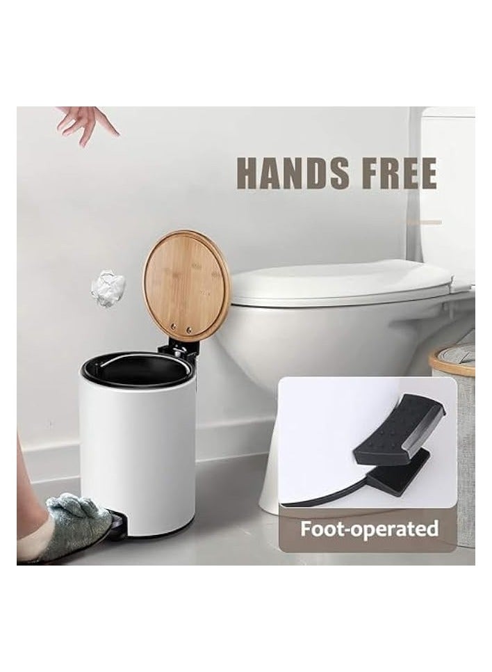 بروماس سلة مهملات الحمام مع غطاء - سلة مهملات صغيرة مع غطاء، سلة مهملات حمام صغيرة، سلة مهملات حمام مع غطاء، سلة مهملات 3 لتر للحمام مع سلة دواسة مع دلو داخلي قابل للإزالة بلمسة نهائية غير لامعة - Image 5