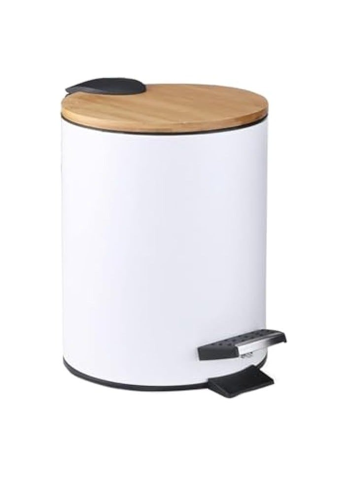 بروماس سلة مهملات الحمام مع غطاء - سلة مهملات صغيرة مع غطاء، سلة مهملات حمام صغيرة، سلة مهملات حمام مع غطاء، سلة مهملات 3 لتر للحمام مع سلة دواسة مع دلو داخلي قابل للإزالة بلمسة نهائية غير لامعة - Image 1