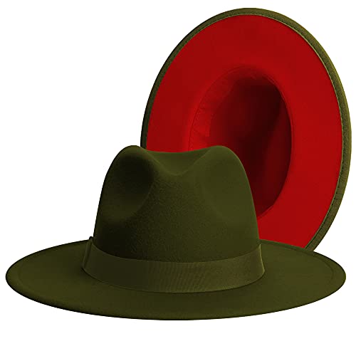 JINGSHA Wide Brim Fedora Hats for Women & Men Classic Dress Panama Hat Adjustable Felt Hat with Band - Image 1