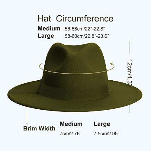 JINGSHA Wide Brim Fedora Hats for Women & Men Classic Dress Panama Hat Adjustable Felt Hat with Band - Image 2