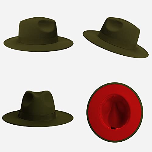 JINGSHA Wide Brim Fedora Hats for Women & Men Classic Dress Panama Hat Adjustable Felt Hat with Band - Image 4