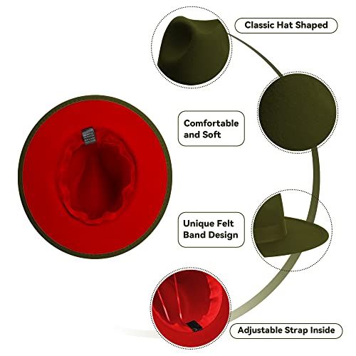 JINGSHA Wide Brim Fedora Hats for Women & Men Classic Dress Panama Hat Adjustable Felt Hat with Band - Image 3