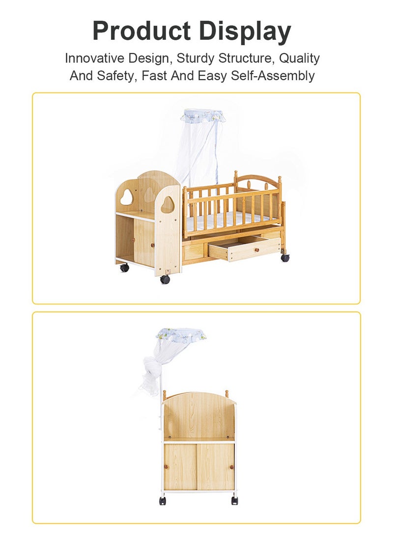 MaBaby Multifuctional Baby Rocking Bed Adjustable Infant Cots with Drawer  - Image 2